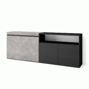 SKRAUT HOME Buffet salon et cuisine, 200x75x35cm, 4 Portes, Meuble chaussure, Ciment - gris Bois manufacturé 60_13