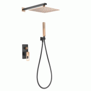 STELLAMEUBLES Ensemble de douche encastré Suède Noir / Or Rosé - 8435668002943