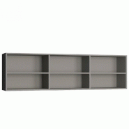 SURMEUBLE 6 NICHES DE RANGEMENTS POUR LIT ESCAMOTABLE HORIZONTAL 140 X 200 CM HAUTEUR 56 CM FINITION GRIS  MAT