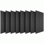 TecTake GmbH tectake Panneaux acoustiques Sonic Wall III aspect bois - Lot de 8 chêne noir - noir Bois manufacturé 406797