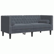 VidaXL Canapé Gris foncé 174 x 74,5 x 70,5 cm Velours Modèle Concorde Prestige - 42013020
