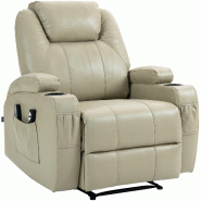 CLP Fauteuil Hepler avec fonction massage Similicuir HBT: 105x83x94 cm CrÃ¨me Similicuir - beige polyester 318048