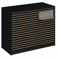 Comptoir Vertigo H T03nat. Spl.Droit L120cm 2tabl.Couliss.4tab.Amovib-noir