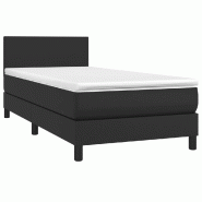 Décoshop26 - Cadre de lit LED avec sommier tête de lit matelas 100x200cm synthétique noir TDL0209309 - noir 3001713347762