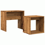 Décoshop26 - Lot de 2 tables d'appoint gigognes en bois d'ingénierie marron effet vieilli DEC040528 - marron Bois massif 3000264977930