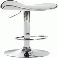 Décoshop26 - Tabouret de bar x1 assise ergonomique en PVC blanc pied en trompette en métal aspect chromé 10_0005377 - blanc métal 3000252612652