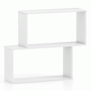 Helloshop26 - Bibliothèque géométrique 80 x 22 x 70 cm fonctionnelle 3 niveaux design contemporain en bois blanc 20_0010681 - 3000226301698