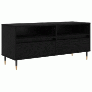 Helloshop26 - Meuble TV contemporain avec tiroir et étagères 100 x 34,5 x 44,5 cm en bois d'ingénierie chêne noir 02_0052744 - noir Bois massif 30