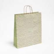 Sac kraft Toscane vert poignées torsadées 36x12x41cm - par 25