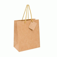 Sac luxe kraft naturel anses cordon naturel 19+10x27cm - par 10