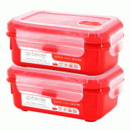 SP BERNER - Lot de 2 boîtes hermétiques SUPER LOCK MICRO 680 ml, adaptées à la cuisson vapeur au micro-ondes - rouge plastique polypropylène PK5945