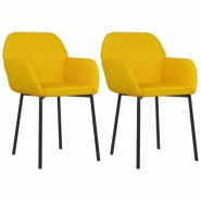VidaXL Chaises à manger lot de 2 Jaune Velours Modèle Valoriax - 344708XL
