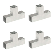 Vidaxl connecteurs de poteau 4 pcs forme en t métal galvanisé 71x71 mm 145456