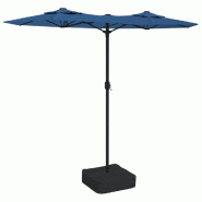 VidaXL Parasol de jardin à double tête avec LED bleu azuré 316x145 cm Modèle Atlas Confort Plus - 362976