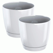 WellHome - Lot de 2 pots 2,8 L Coubi Ø18 cm chacun, coloris blanc - blanc plastique PK4340