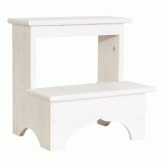 WellHome - Tabouret ESCALON en bois finition blanche 40x30x40 cm - blanc Bois massif WH13386