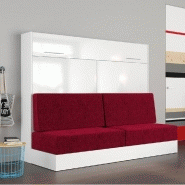 ARMOIRE LIT ESCAMOTABLE VERTIGO SOFA FAÇADE BLANC BRILLANT CANAPÉ ROUGE COUCHAGE 160*200 CM