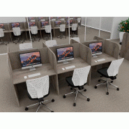 Bureau de call center version double 6 personnes Call. - Chêne grisé, 6 places_0