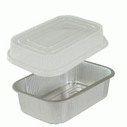 Combo Pro NOVATRAY PLAT ULTRA RIGIDE Alu 1000ml (220x150mm) + Couvercle PP (H. Totale: 44+24=68mm) - Kit Familial - Lot de 750 - KPR1000