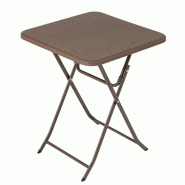 COSTWAY Table de jardin aspect rotin, table pliante, petite table à manger, table de balcon pliante, PEHD - marron matière synthétique ZB33063OR