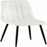 Décoshop26 - Chaise de salle à manger x1 coutures décoratives verticales assise en tissu velours blanc crème pieds en métal noir 10_0002203 - bei