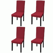 Décoshop26 - Housse de chaise droite extensible 4 pcs Bordeaux DEC022369 - 3001299069607_0