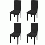 Décoshop26 - Housse de chaise droite extensible 4 pcs noir DEC022368 - noir 3001299169604