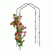 Helloshop26 - Arche à rosiers ornementée vintage jardin support pour plantes grimpantes 200 x 100 x 50 cm en métal noir 13_0012331 - noir métal 30