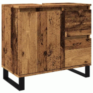 Helloshop26 - Armoire de lavabo salle de bain peu encombrante design industriel rangement 65 x 33 x 60 cm en bois vieux bois 02_0051109 - Bois massif