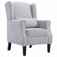Helloshop26 - Fauteuil chaise siège lounge design club sofa salon gris clair tissu 1102203/3 - gris Bois massif 3000141581304