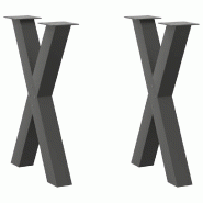 Helloshop26 - Lot de 2 pieds de table à manger en forme de X 50 x 72 cm avec niveleurs réglables style moderne en acier anthracite 02_0057242 - acie