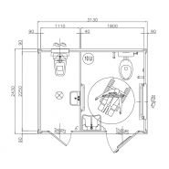 Monobloc wc pmr + wc simple raccordables 313cm x 240cm x 247cm