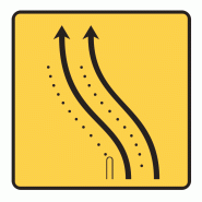 Panneau de voirie temporaire KD8 ex1 - Changement de chaussée ou de trajectoire sur deux voies - WP Signalisation Panneau de voirie temporaire KD8 ex1 - Changement de chaussée ou de trajectoire sur deux voies - WP Signalisation