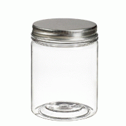 Pot à vis transparent 210ml + couvercle alu - par 24