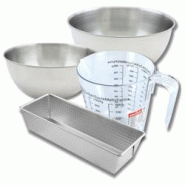 Set pâtisserie avec moule à cake acier 25 cm, 2 bols à mixer, verre mesureur et spatule Zenker - gris inox 3176239937664