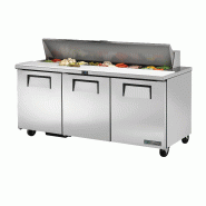 Table de préparation réfrigérée positive 18 bacs GN 1/6 3 portes pleines 538L True