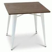 Tables carrées en fer blanc avec plateau en bambou 70 x 70 cm pour CHR. Mobilier professionnel pour intérieur de bar, restaurant et café. - T1470B