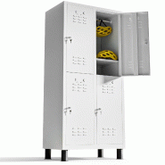 TwinThink Vestiaire metallique à 4 portes Casier 180x65x40cm pour votre atelier ou votre bureau Casier metallique serrure (Blanc) - blanc métal 8437