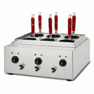 VERTES Cuiseur à pâtes Professionnel en acier inox, électrique, 3x 1700 watts, 3 cuves de cuisson séparées de 6 litres chacune, 6 paniers à pât