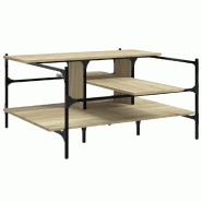 VidaXL Table basse chêne sonoma 100x100x48,5 cm bois d'ingénierie Modèle Aurore Moderne - 842312