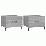 VidaXL Tables basses avec pieds en métal 2 pcs Sonoma gris 50x50x40 cm Modèle Luna Métal - 817540