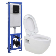 Vidaxl toilette suspendue au mur avec réservoir haut caché céramique 3082092 Vidaxl toilette suspendue au mur avec réservoir haut caché céramique 3082092