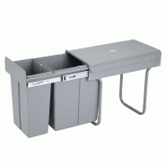 WellHome - Poubelles sous Évier avec fixation Inférieure pour Cuisine 8L + 5L, Extraction manuelle - gris WH13923