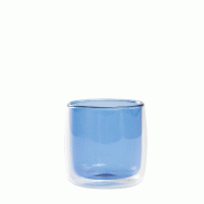 Zafferano No Bilia Set De 4 Verres Tumbler En Verre Borosilicate À Double Paroi Transparent Et Bleu Design Contemporain Artisanal Élégant Et Résis