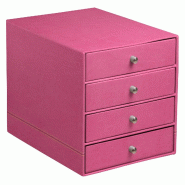 Bloc de classement Rhodiarama, 4 tiroirs, finition simili cuir italien, coloris fuchsia - violet 194581C
