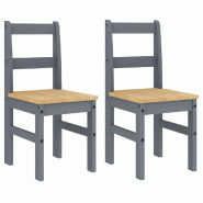 Chaises à manger lot de 2 Panama gris bois massif de pin Modèle Orion Prestige Plus - 4005730