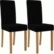 CLP Lot de 2 chaises de salle à manger Ina en velours côtelé Noir /Antique clair - noir textile 327529