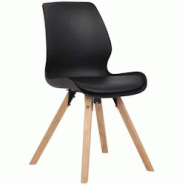 Décoshop26 - Chaise de salle à manger x1 design scandinave en plastique et PVC noir et pieds en bois carrés clair 10_0002301 - noir 3000250945936 Décoshop26 - Chaise de salle à manger x1 design scandinave en plastique et PVC noir et pieds en bois carrés clair 10_0002301 - noir 3000250945936
