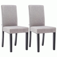 Décoshop26 - Lot de 2 chaises de salle à manger design moderne en tissu gris clair et pieds en bois noir 10_0001558 - gris Bois massif 3000250542289
