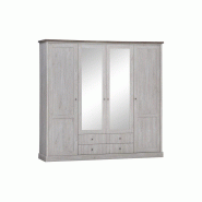 Deladeco Matelpro - Armoire adulte contemporaine 4 portes chêne blanc/marron Maxime - Moderne & Design -Chêne blanc/marron -  -Types de portes: Batt